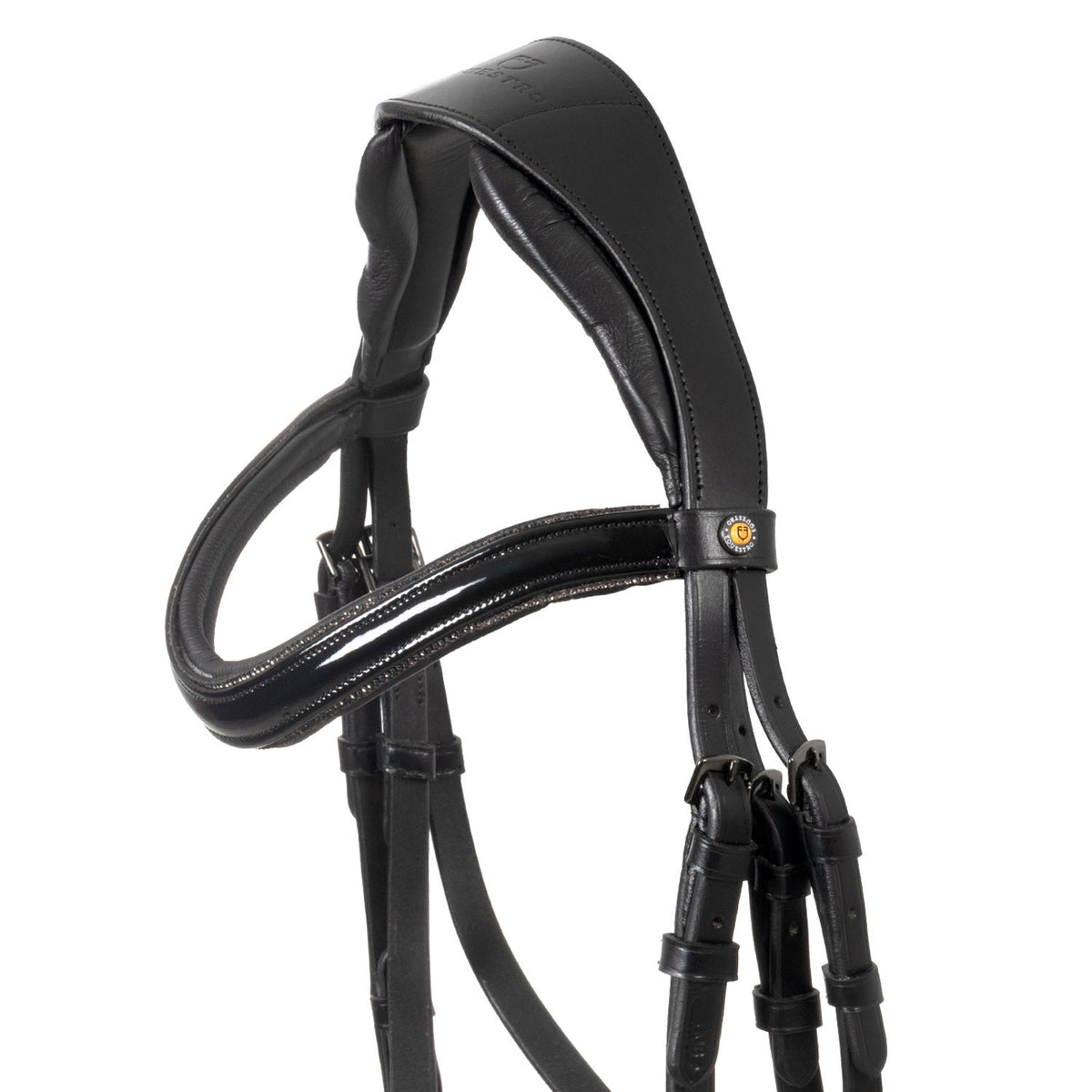 Equestro English bridle in polished leather with rhinestones