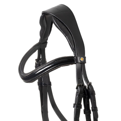 Equestro English bridle in polished leather with rhinestones