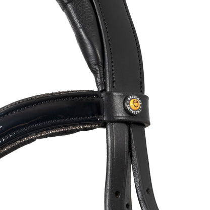 Equestro English bridle in polished leather with rhinestones