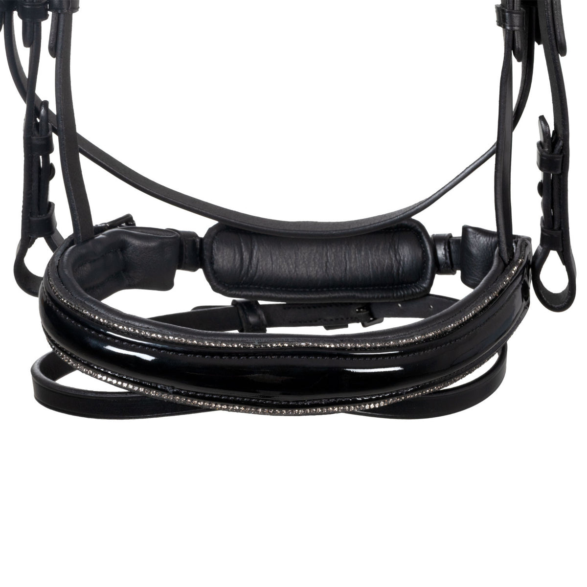 Equestro English bridle in polished leather with rhinestones