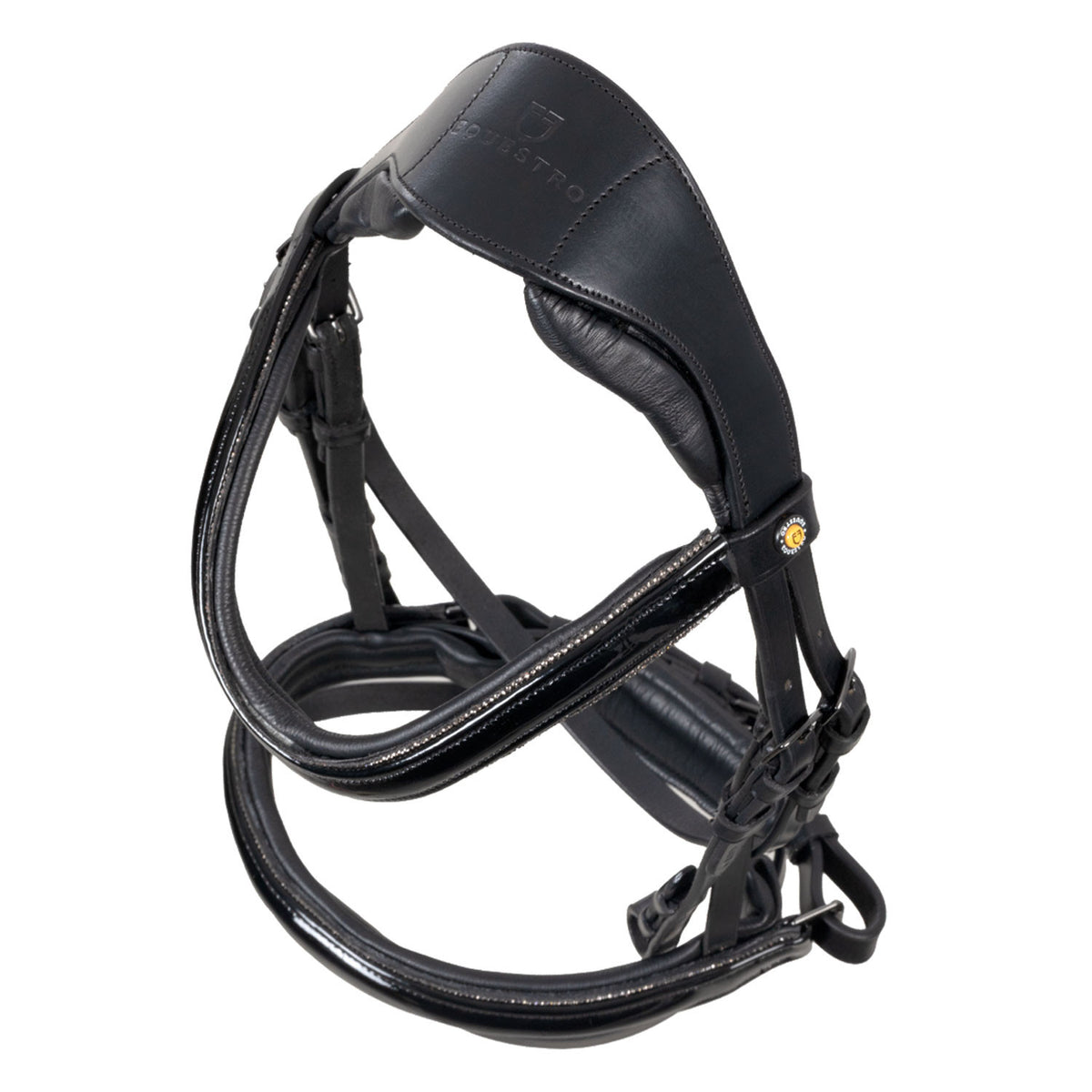 Equestro English bridle in polished leather with rhinestones