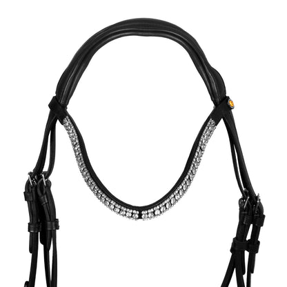 Equestro Black leather anatomical bridle with rhinestones