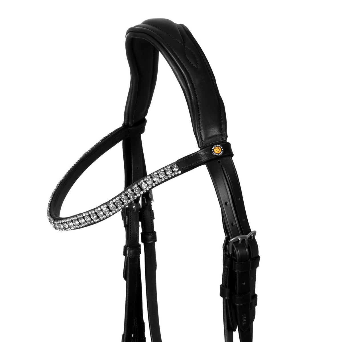 Equestro Black leather anatomical bridle with rhinestones