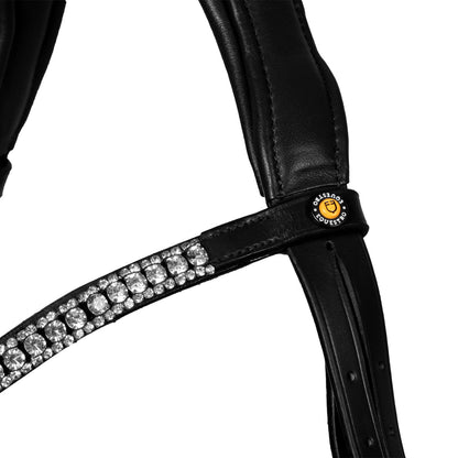 Equestro Black leather anatomical bridle with rhinestones