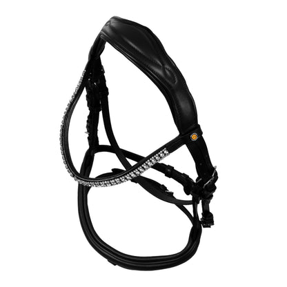 Equestro Black leather anatomical bridle with rhinestones