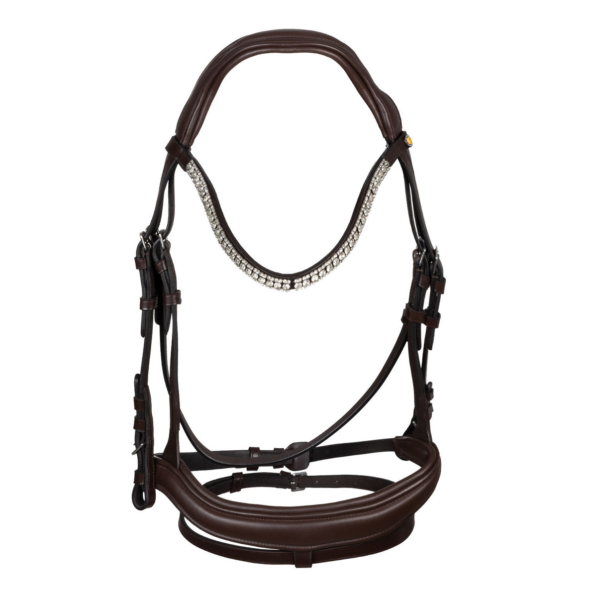 Equestro Black leather anatomical bridle with rhinestones