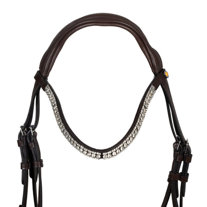 Equestro Black leather anatomical bridle with rhinestones