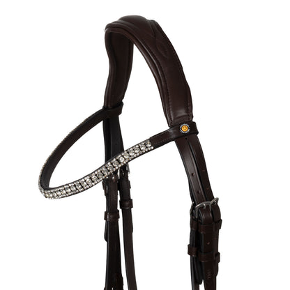 Equestro Black leather anatomical bridle with rhinestones