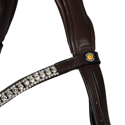 Equestro Black leather anatomical bridle with rhinestones