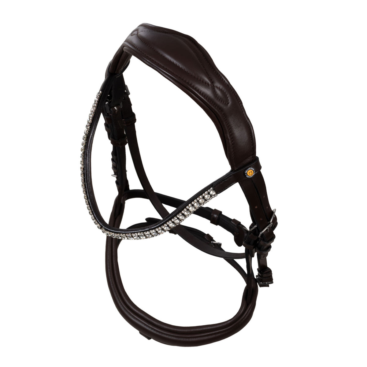 Equestro Black leather anatomical bridle with rhinestones