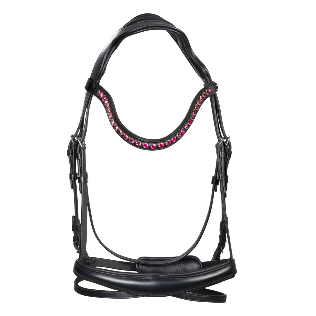 Equestro Anatomical bridle with fuchsia rhinestones