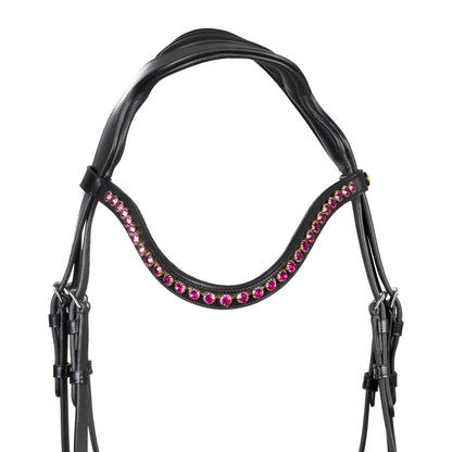 Equestro Anatomical bridle with fuchsia rhinestones
