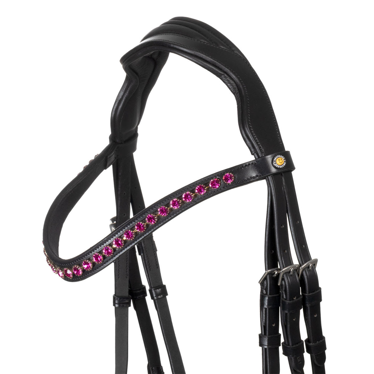 Equestro Anatomical bridle with fuchsia rhinestones