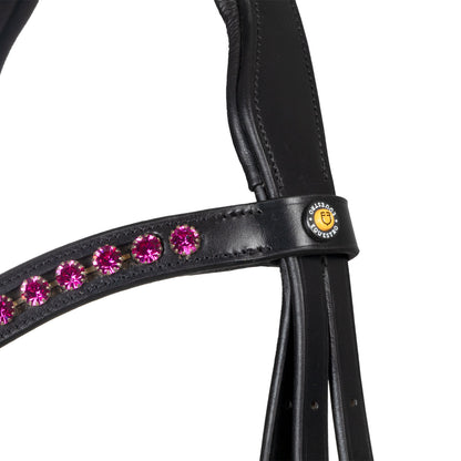 Equestro Anatomical bridle with fuchsia rhinestones