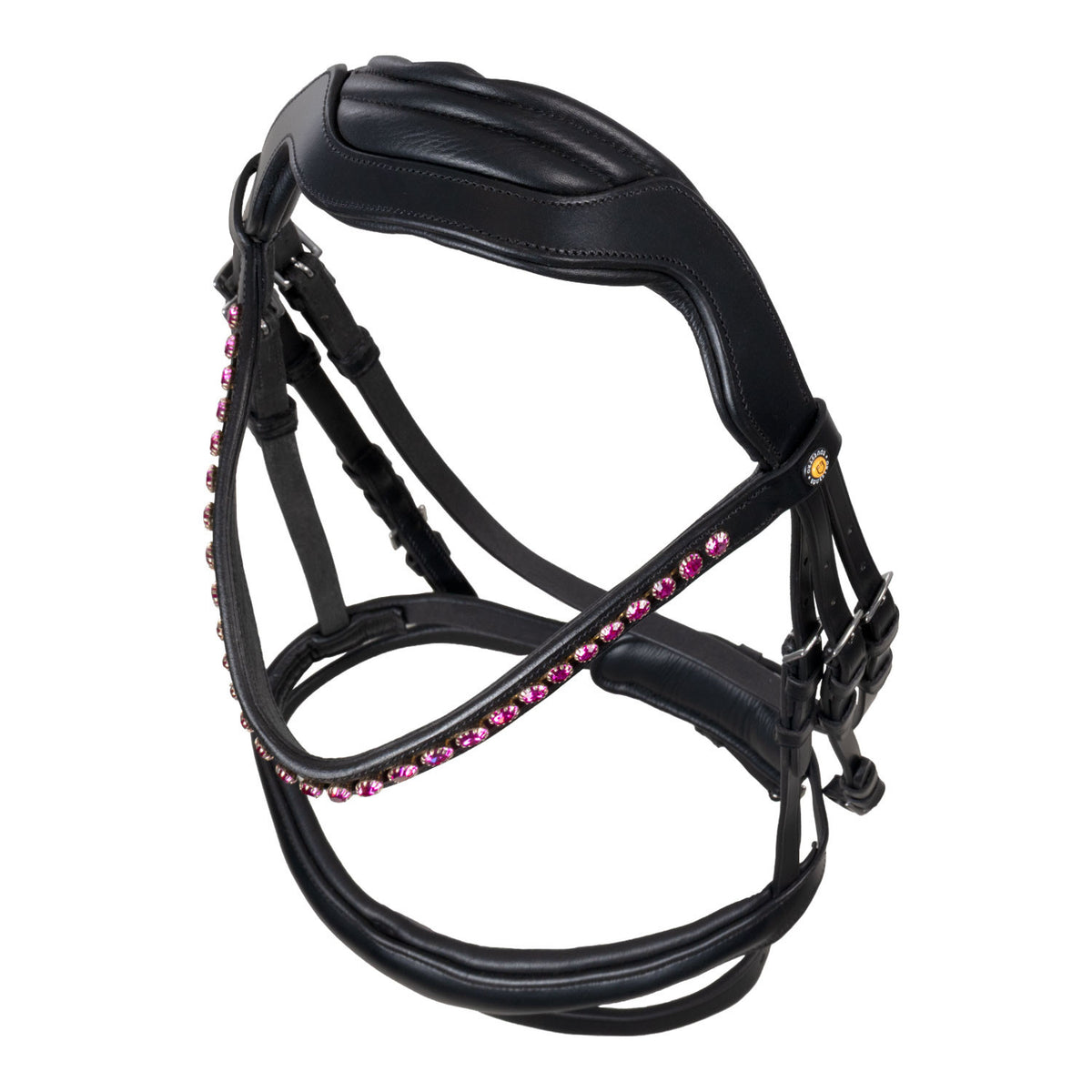 Equestro Anatomical bridle with fuchsia rhinestones