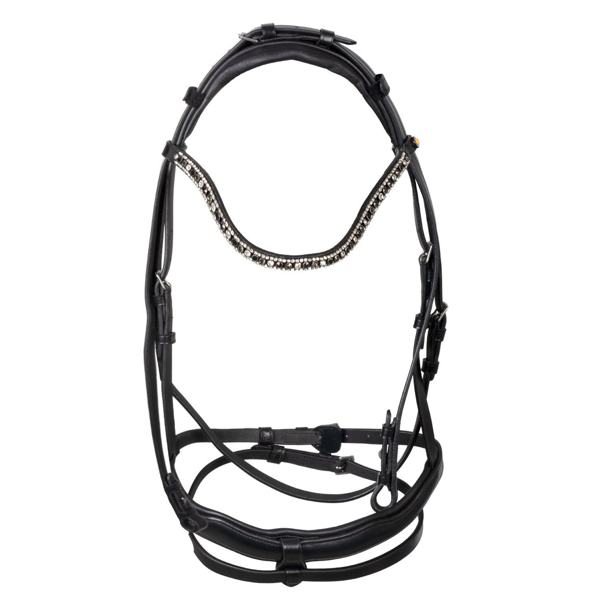 Equestro English leather bridle with rhinestone browband