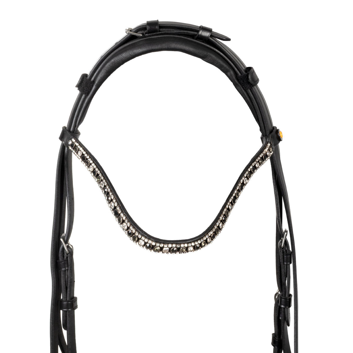 Equestro English leather bridle with rhinestone browband