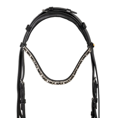 Equestro English leather bridle with rhinestone browband