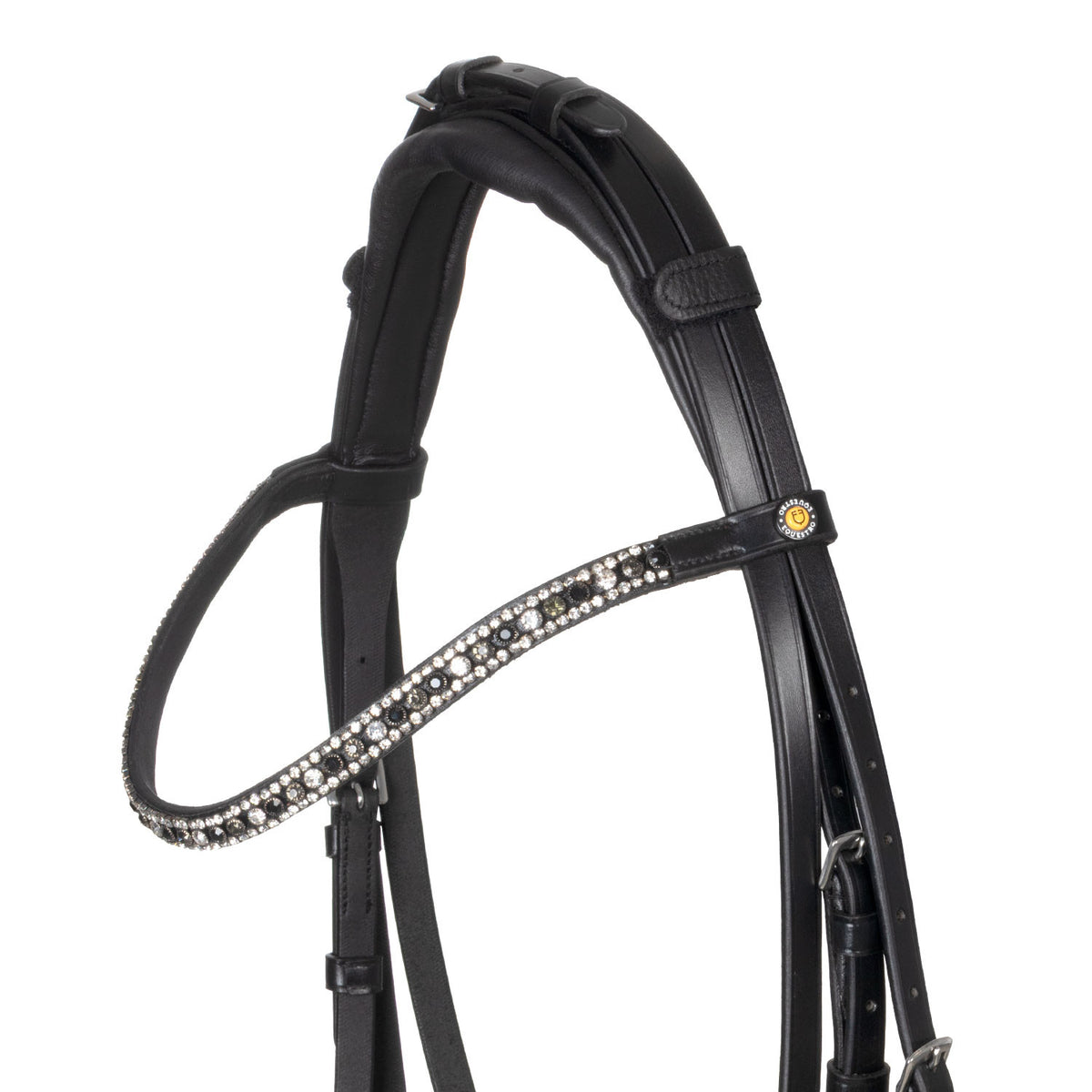 Equestro English leather bridle with rhinestone browband