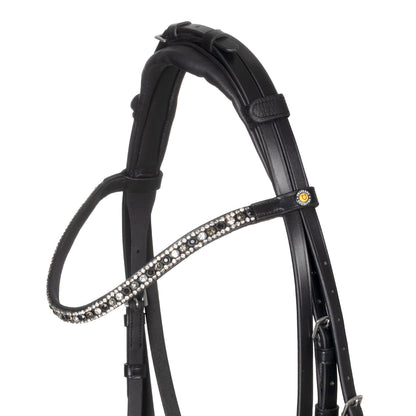 Equestro English leather bridle with rhinestone browband