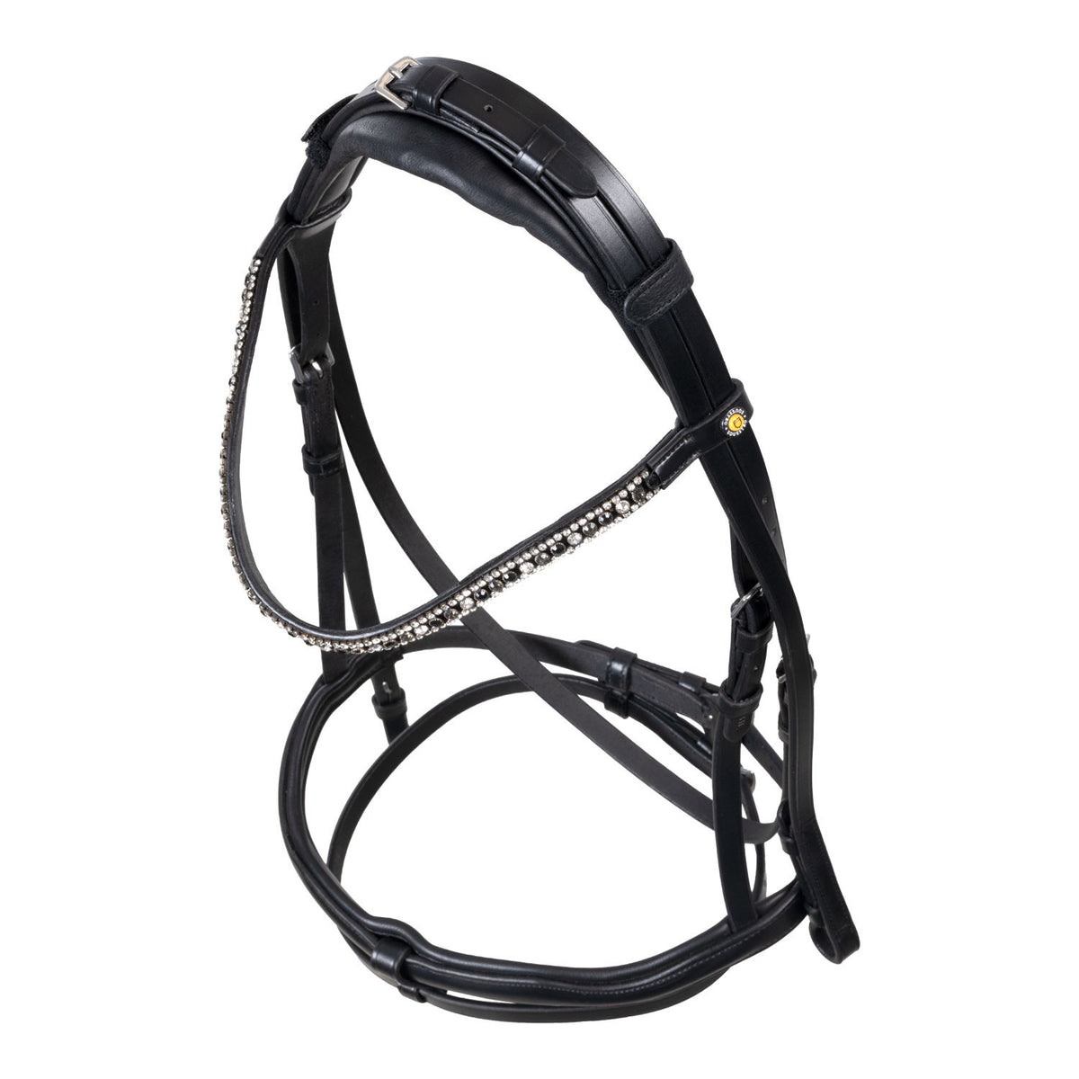 Equestro English leather bridle with rhinestone browband