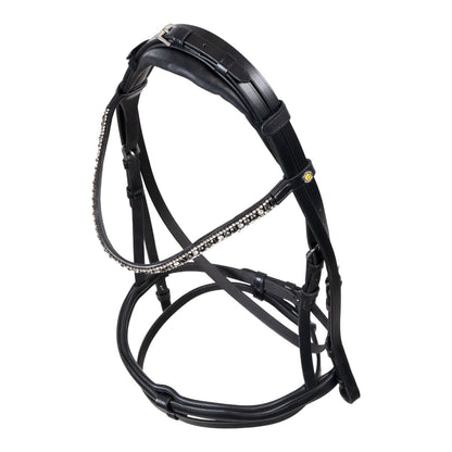 Equestro English leather bridle with rhinestone browband