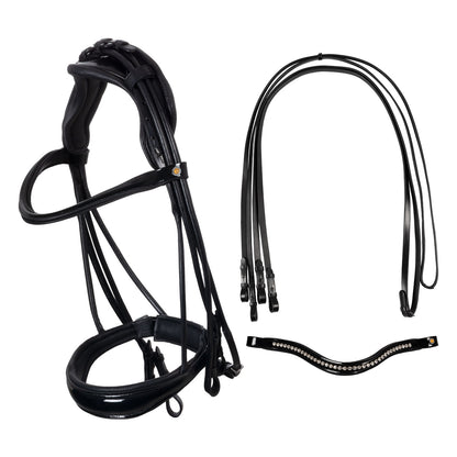 Equestro Leather dressage bridle with anatomical headpiece