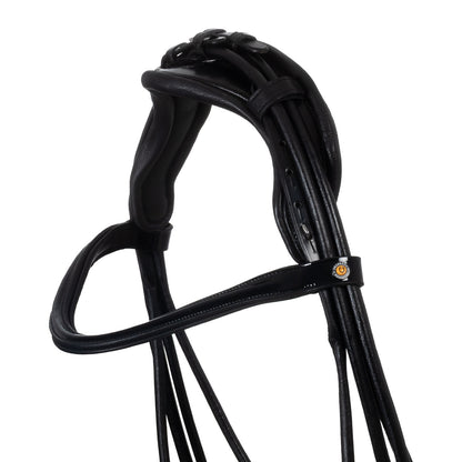 Equestro Leather dressage bridle with anatomical headpiece