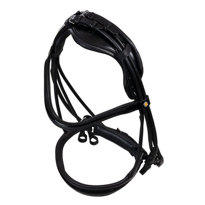 Equestro Leather dressage bridle with anatomical headpiece