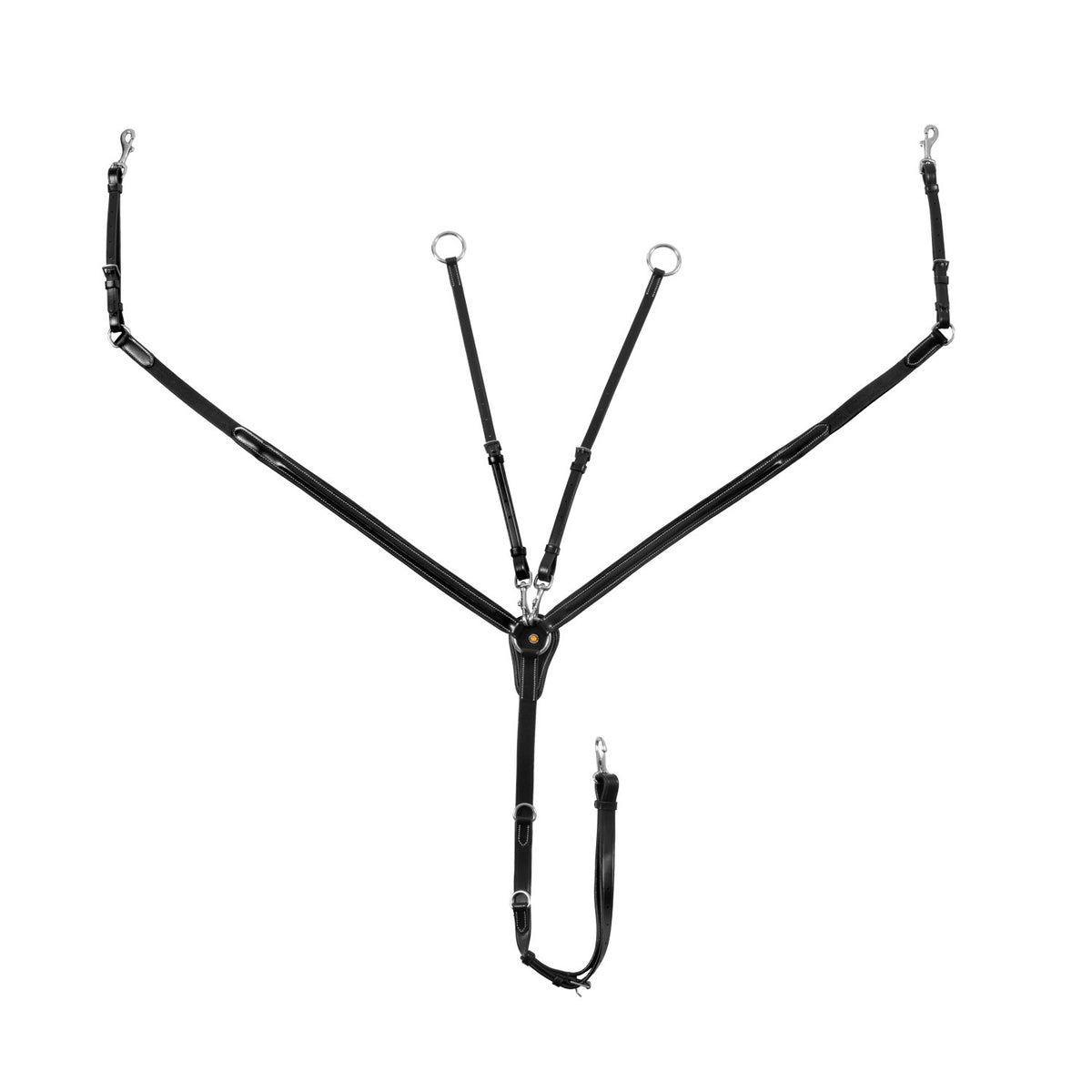 Equestro LEATHER BREASTPLATE WITH ELASTIC INSERTS & REMOVABLE MARTINGALE