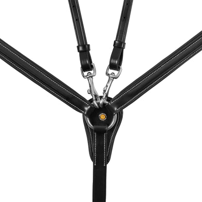 Equestro LEATHER BREASTPLATE WITH ELASTIC INSERTS & REMOVABLE MARTINGALE
