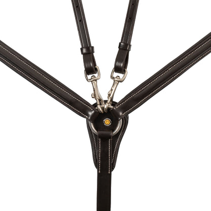 Equestro LEATHER BREASTPLATE WITH ELASTIC INSERTS & REMOVABLE MARTINGALE
