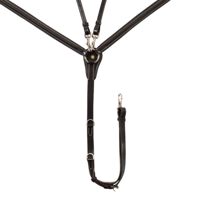 Equestro LEATHER BREASTPLATE WITH ELASTIC INSERTS & REMOVABLE MARTINGALE