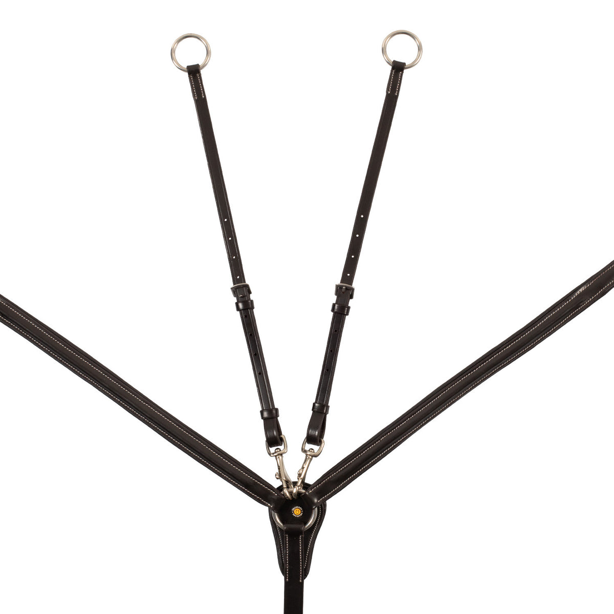 Equestro LEATHER BREASTPLATE WITH ELASTIC INSERTS & REMOVABLE MARTINGALE