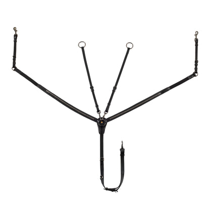 Equestro Tanned leather fork breastplate with black clincher