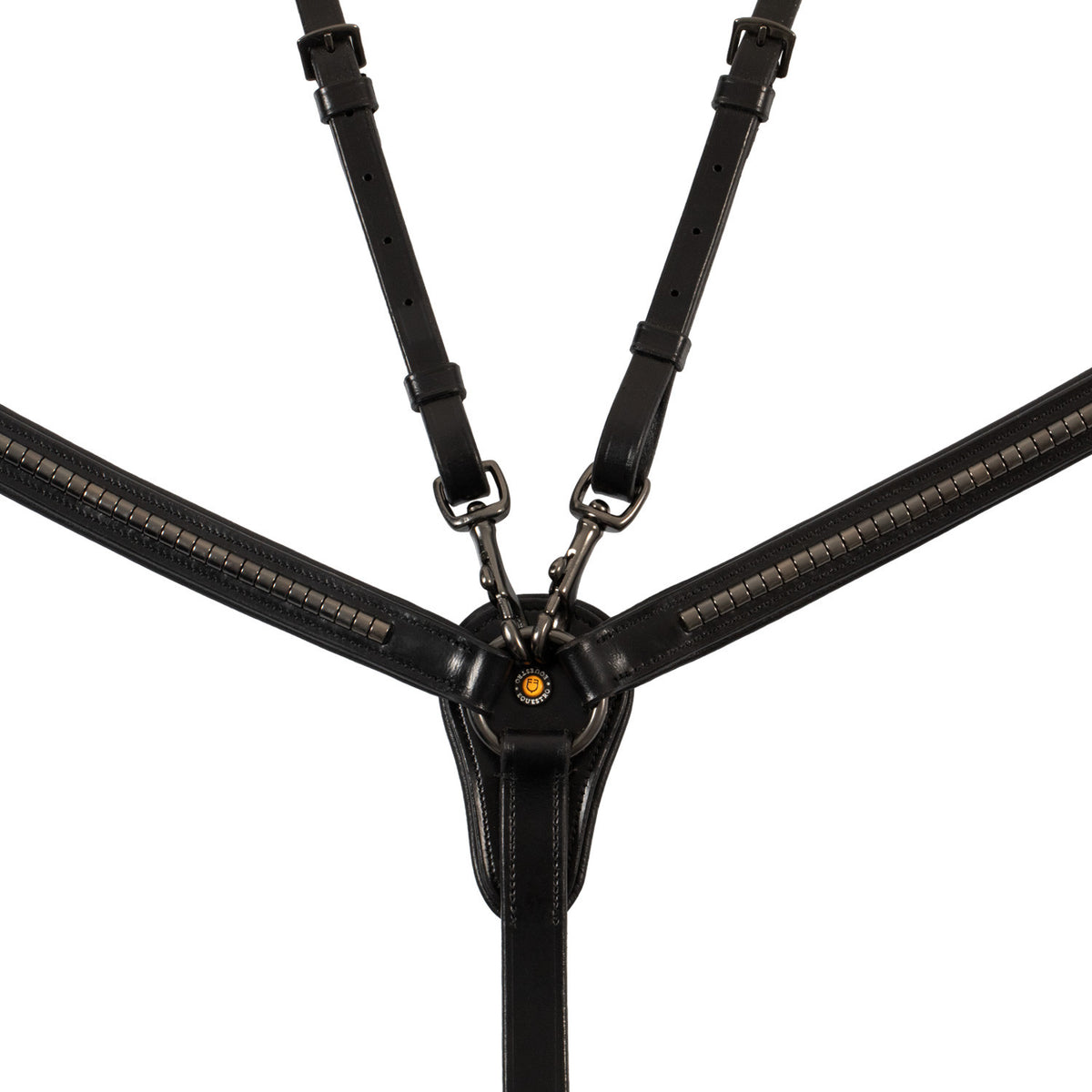 Equestro Tanned leather fork breastplate with black clincher