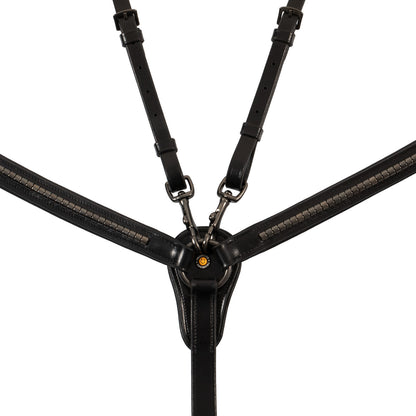 Equestro Tanned leather fork breastplate with black clincher