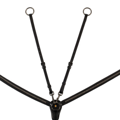 Equestro Tanned leather fork breastplate with black clincher