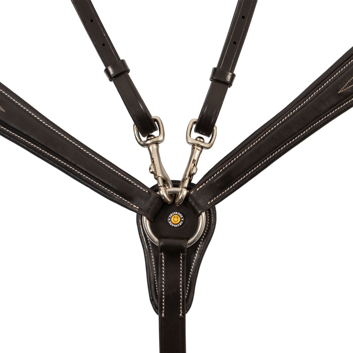 Equestro Tanned leather fork breastplate with embroideries