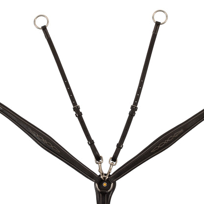 Equestro Tanned leather fork breastplate with embroideries