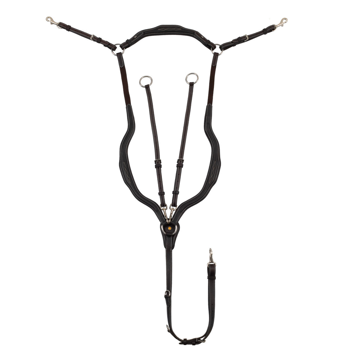 Equestro Anatomical leather breastplate with removable martingale