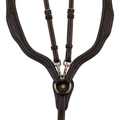 Equestro Anatomical leather breastplate with removable martingale