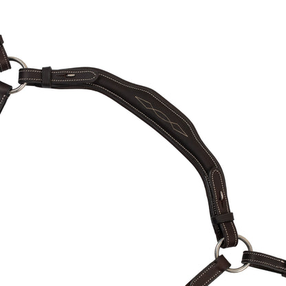 Equestro Anatomical leather breastplate with removable martingale