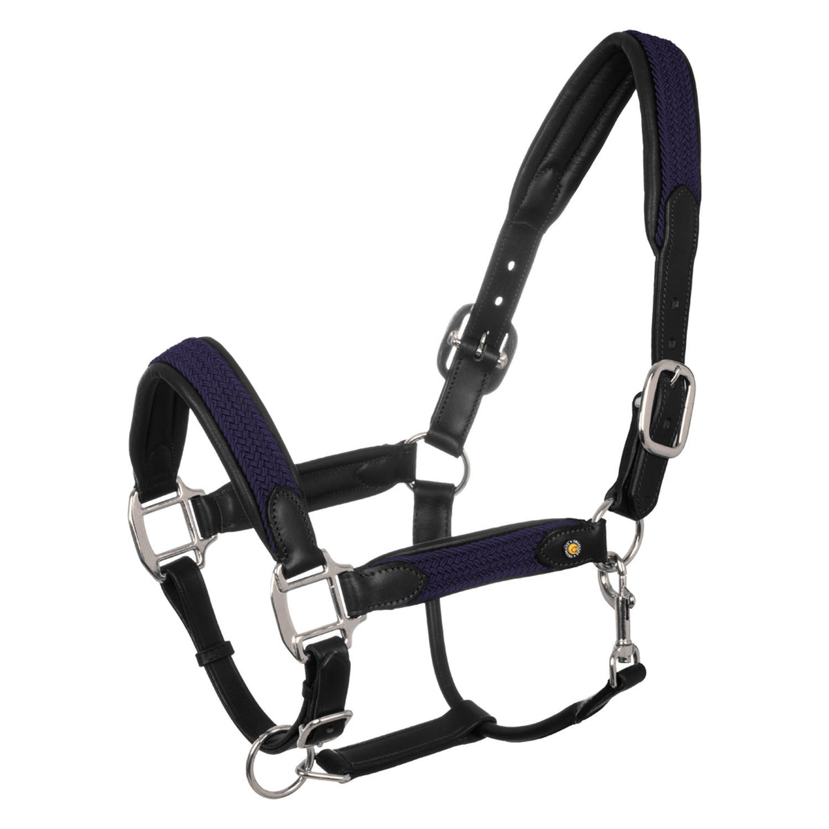 Equestro Leather halter with braided nylon inserts