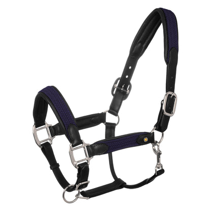 Equestro Leather halter with braided nylon inserts