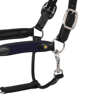 Equestro Leather halter with braided nylon inserts