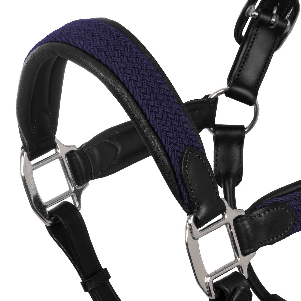 Equestro Leather halter with braided nylon inserts