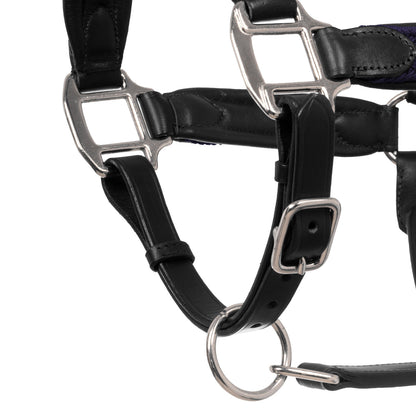 Equestro Leather halter with braided nylon inserts