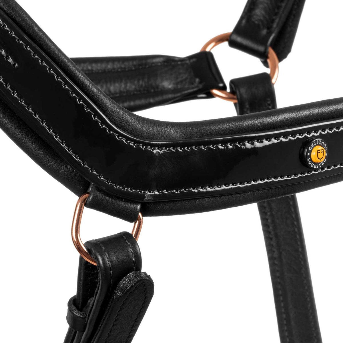 Equestro Polished leather halter with rose gold buckles