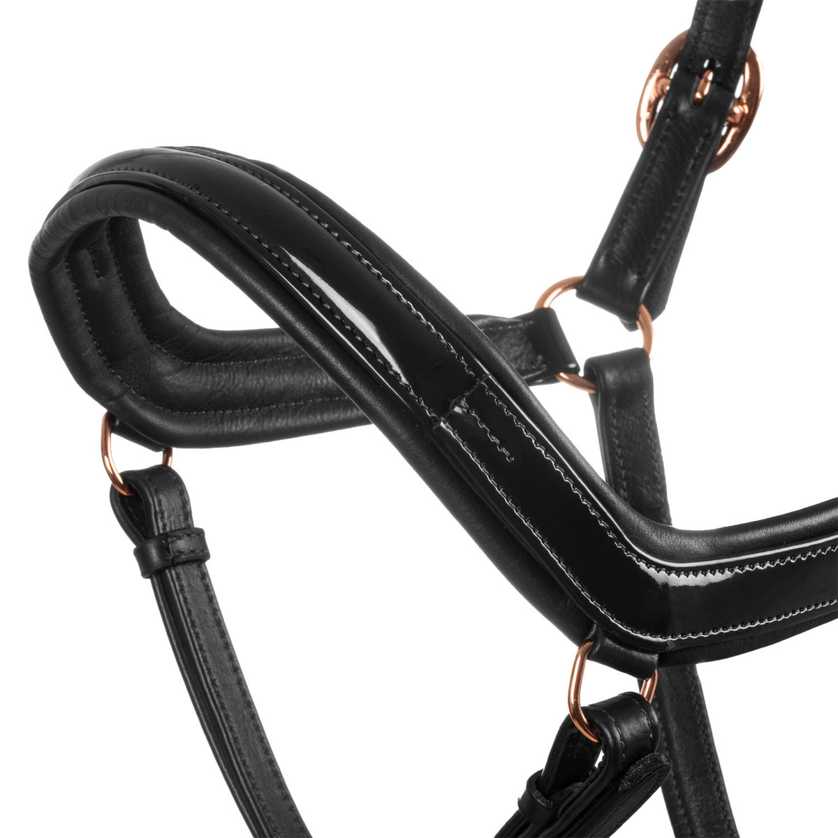 Equestro Polished leather halter with rose gold buckles